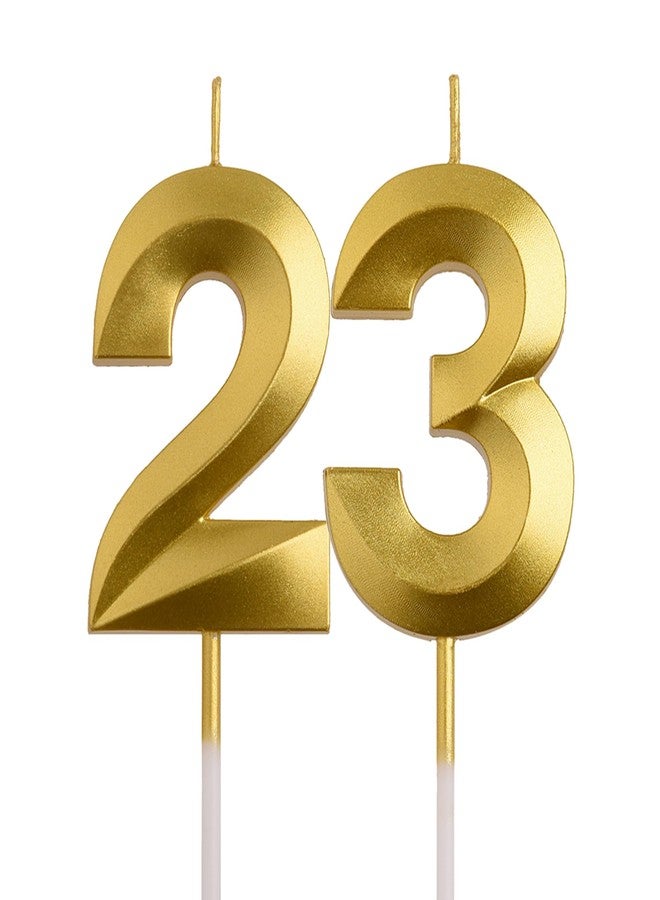 AOOLADA 23rd 32nd Birthday Candles, Gold 32 23 Year Old Number Birthday Candles, Happy Birthday Party Decorations Cake Topper Gifts for Men Women - Image 1