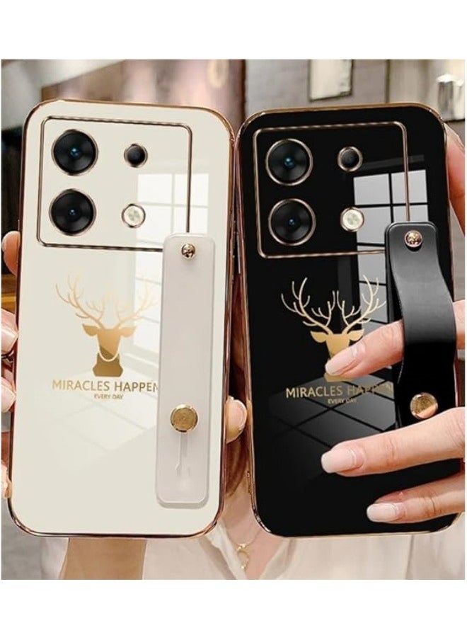 Generic - Compatible with Infinix Zero 30 5G Case,Women Girls Cute Luxury Pretty with Stand & Hand Holder Phone Case Plating Frame Silicone Cover for Infinix Zero 30 5G - Image 1
