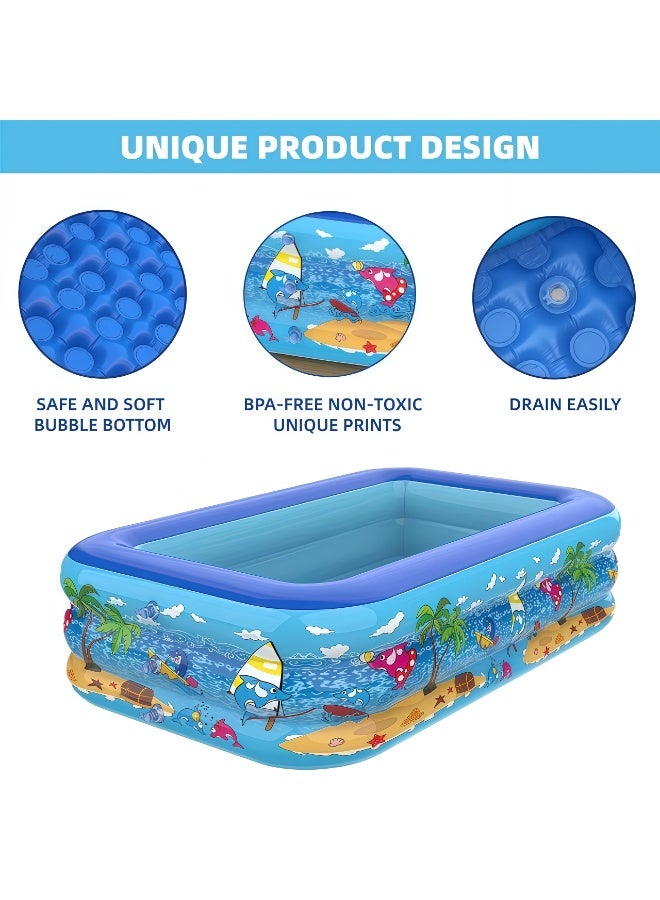 أَليفينجهوم مسبح  قابل للنفخ مع مضخة هواء للأطفال والكبار، مقاس ١٥٠ × ١٠٥ × ٥٠ سم، مصنوع من PVC سميك مستطيل الشكل للعائلة، مناسب للاستخدام في الخارج والحديقة والفناء الخلفي وحفلات المياه الصيفية - Image 4