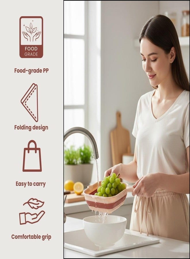 RIVIOX Collapsible Drainer Strainer with Handle, Food Grade Silicone Folding Colander for Kitchen Pasta, Noodles, Vegetables & Fruits Washing - Space Saving & Easy Storage - Image 3