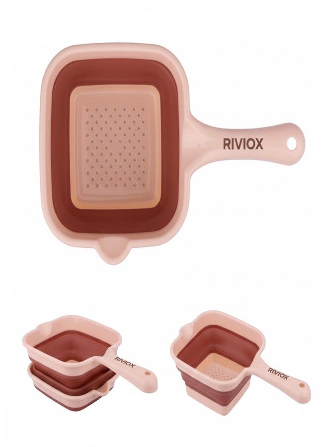 RIVIOX Collapsible Drainer Strainer with Handle, Food Grade Silicone Folding Colander for Kitchen Pasta, Noodles, Vegetables & Fruits Washing - Space Saving & Easy Storage - Image 1