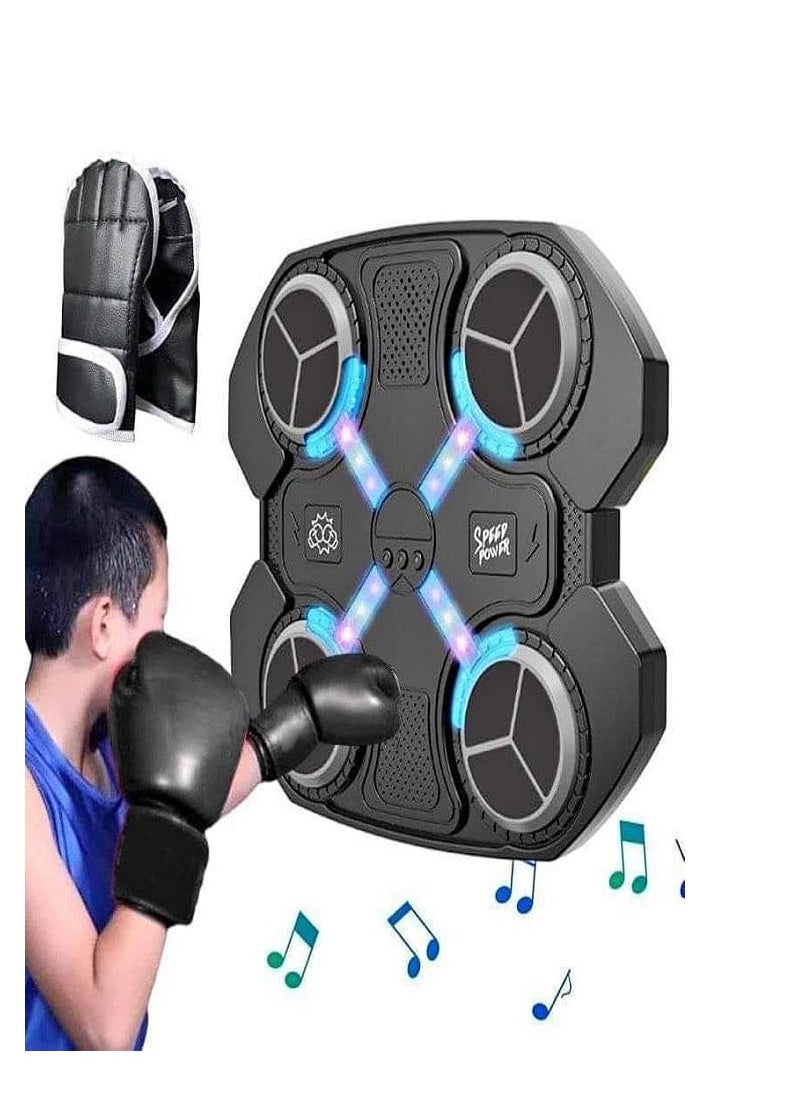 Smart Electronic Musical Boxiing Machine With Led Light For Boxing Training, Boxiing Tracking Device, Comes With A Pair Of Boxiing Gloves