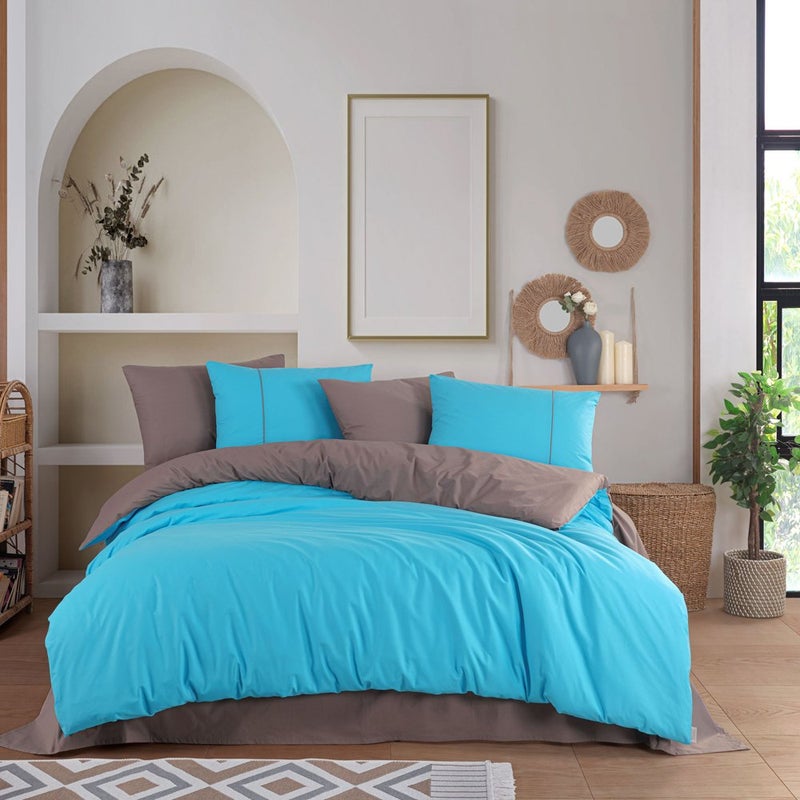 Hobby Diamond Turquoise-Brown – Poplin Single Duvet Cover Set – 2 Pillowcases