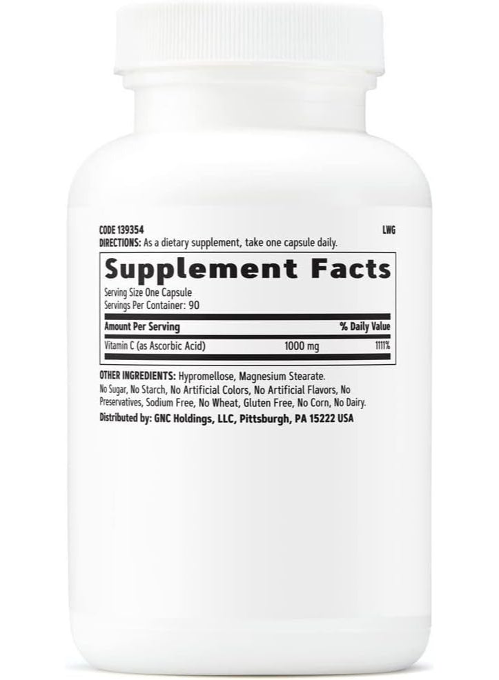 GNC Vitamin C Capsules 1000mg for Immune Support, 90 Count - Image 2