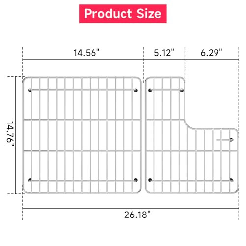 DPZM 2618 x 1476 K6449ST Stainless Steel Bottom Basin Rack Sink Protector for Kohler Sink Racks Whitehaven 5827 and K5826 Includes Left and Right Racks - Image 3