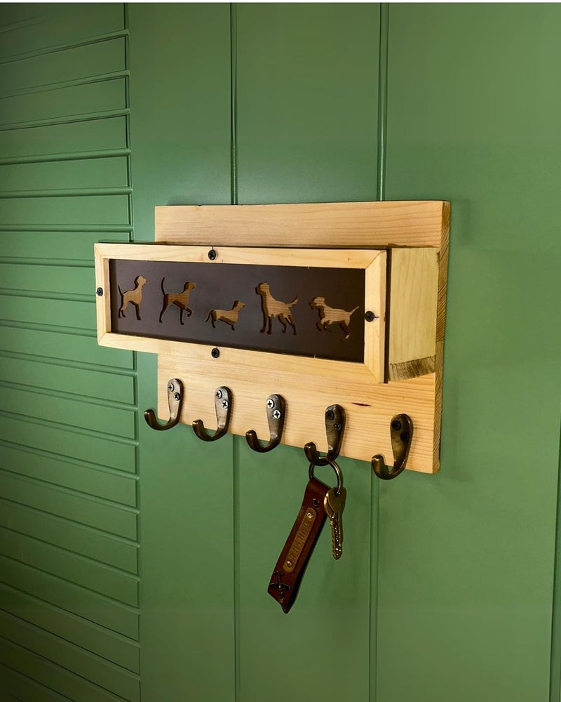 Smart Gen Smart Gen Key Holder for Wall Decorative Key and Mail Holder with Large Hooks for Bags Coats Umbrella Solid Wood Key Hanger with Mounting Hardware  - Image 3