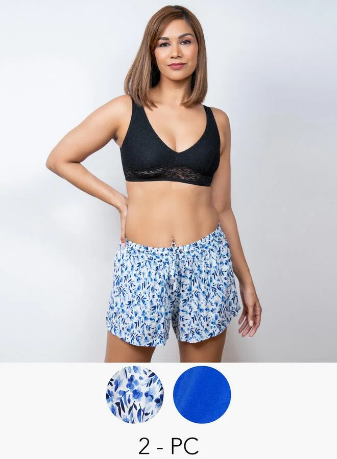 Aadaraya Set of 2 - Aadaraya Assorted Shorts with Drawstring Closure