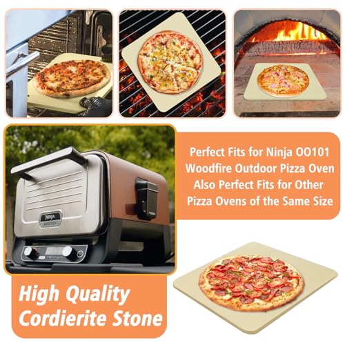 AJinTeby 12 inch Pizza Stone with Rack for Oven and Grill Baking, Baking Stone Set for Ninja OO101 8 In 1 Outdoor Pizza Oven, Fits Ninja Woodfire OO100 Series Outdoor Oven, for Ninja Pizza Oven Accessories - Image 3