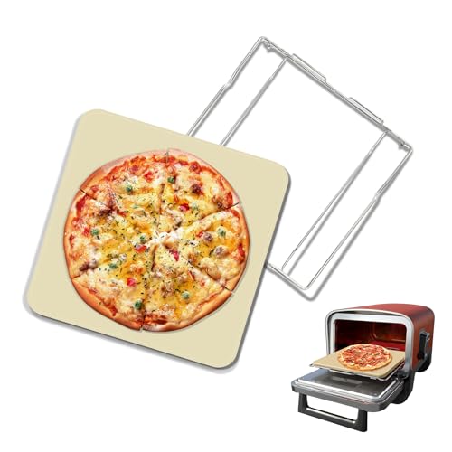 AJinTeby 12 inch Pizza Stone with Rack for Oven and Grill Baking, Baking Stone Set for Ninja OO101 8 In 1 Outdoor Pizza Oven, Fits Ninja Woodfire OO100 Series Outdoor Oven, for Ninja Pizza Oven Accessories - Image 1