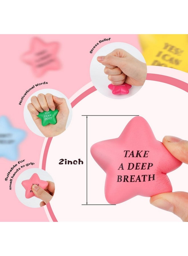 POPLAY 24Pcs Inspirational Stress Relief Balls, 2Inch Star Stress Balls Colorful Foam Squeeze Balls Motivational Stress Balls For Kids Adults Anxiety Fidget Sensory - Image 2