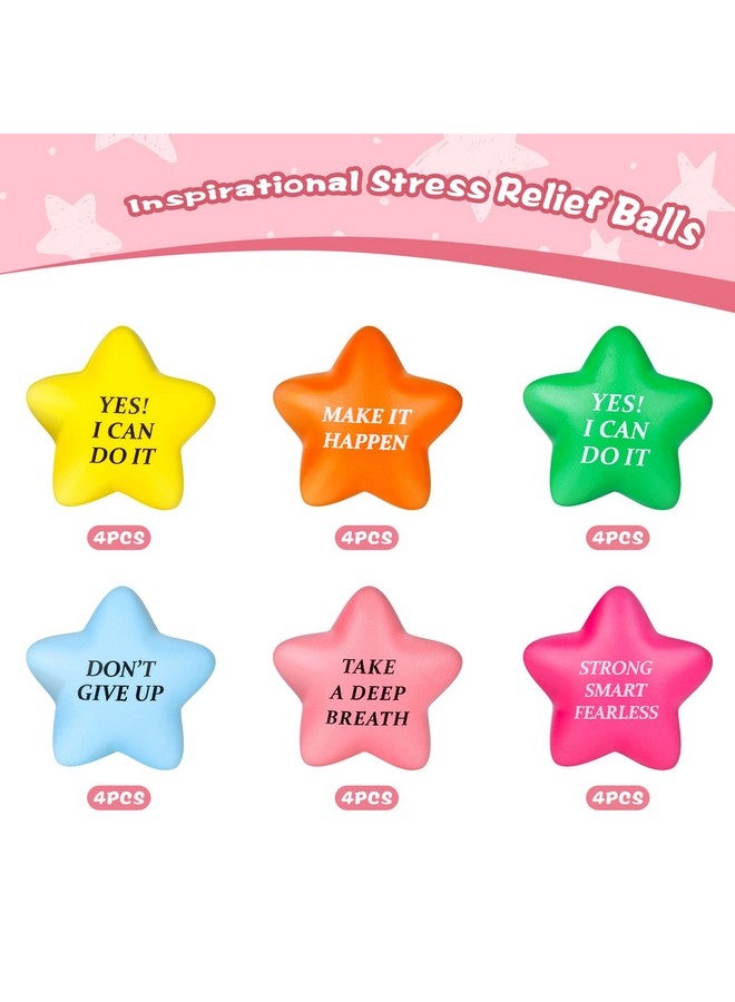 POPLAY 24Pcs Inspirational Stress Relief Balls, 2Inch Star Stress Balls Colorful Foam Squeeze Balls Motivational Stress Balls For Kids Adults Anxiety Fidget Sensory - Image 3