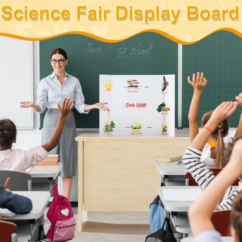 AKONEGE 4Pcs Medium Trifold Poster Board, 26 x 16 Inches White Tri Fold Poster Boards Corrugated Presentation Cardboards for Science Fair, School Projects, Exhibitions, and Business Presentations - Image 5