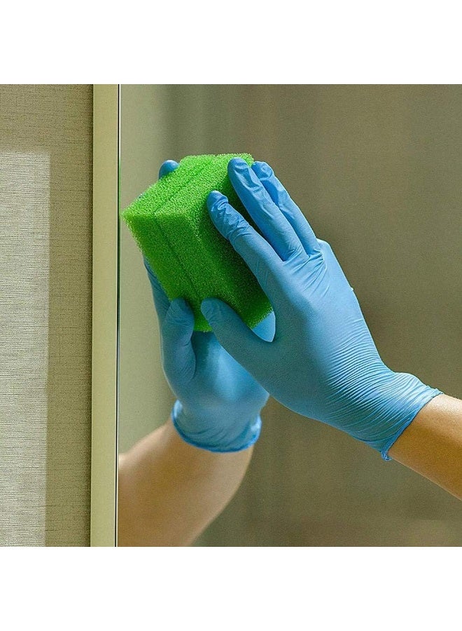 هوب قفازات للاستعمال الواحد، 100 قطعة، بدون بودرة وخالية من مطاط اللاتكس، غير معقمة وآمنة للطعام وبتصنيف طبي، مرنة باللون الأزرق مقاس متوسط لتحضير الطعام والتنظيف والاستخدام الشخصي - Image 4