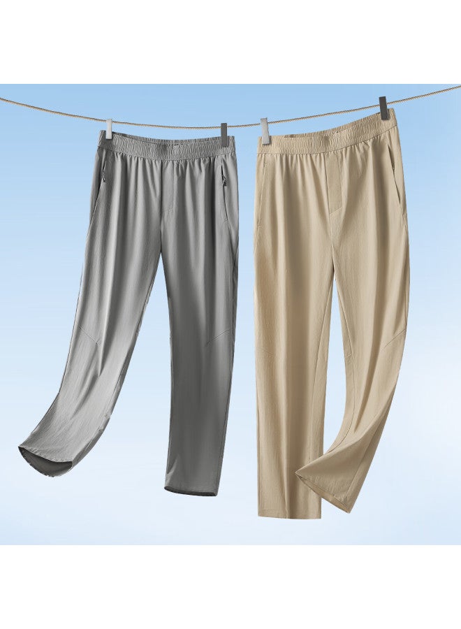 Judger [cool And Lightweight] Men's Casual Pants With Elastic Waistband For Commuting, Comfortable Breathable Waterproof Straight-leg Trousers - Image 1