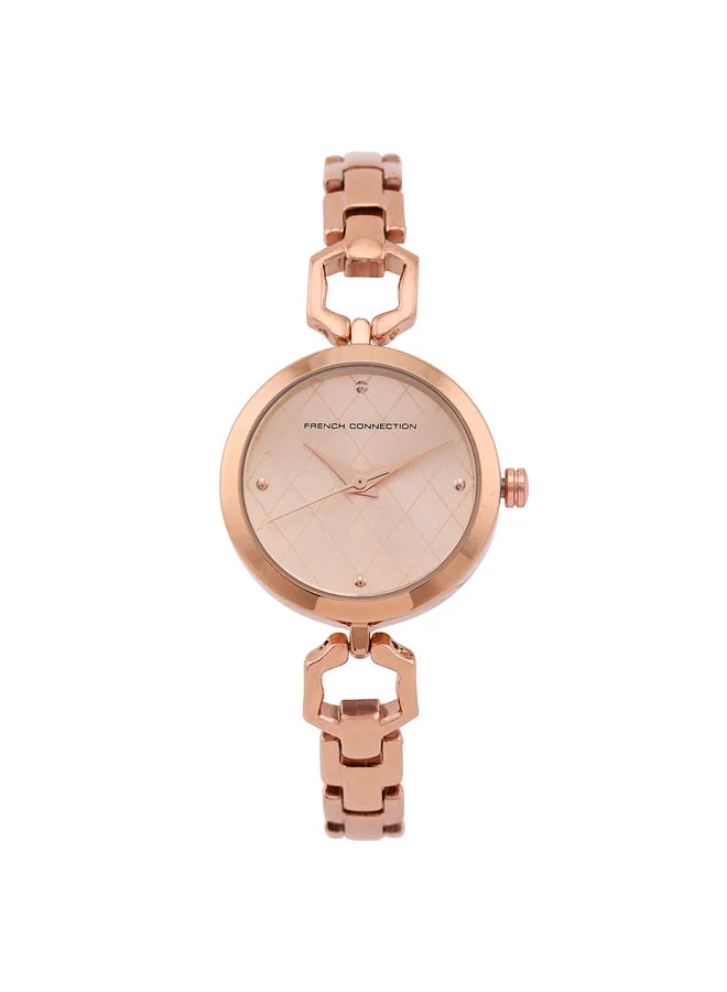فرنش كونكشن 28mm Women's Quartz Watch with Rose Gold Dial