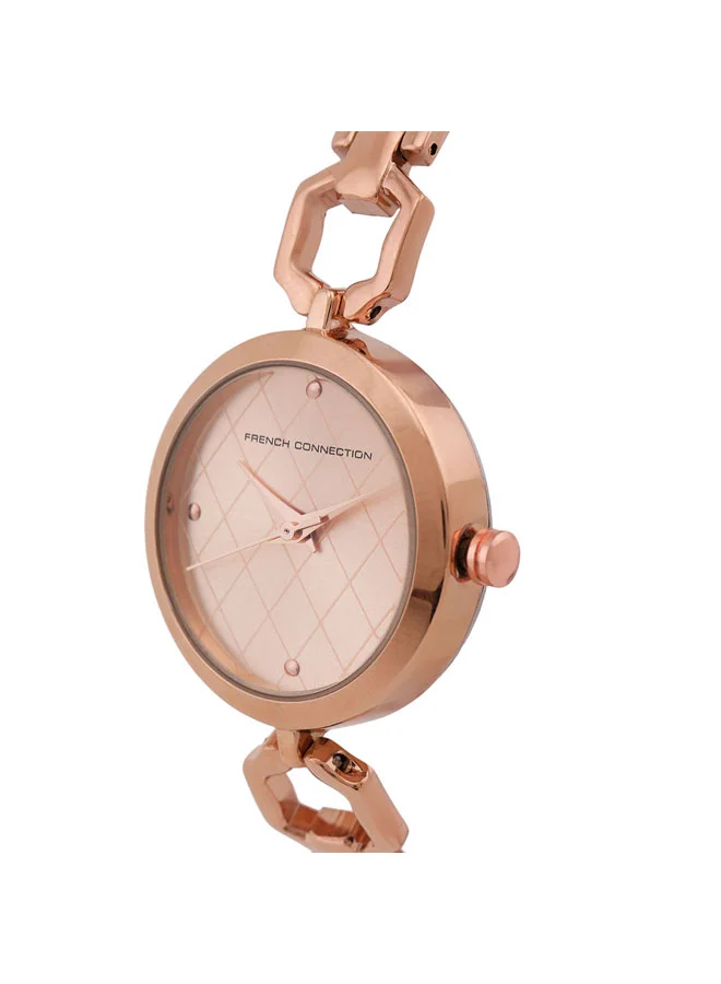 فرنش كونكشن 28mm Women's Quartz Watch with Rose Gold Dial