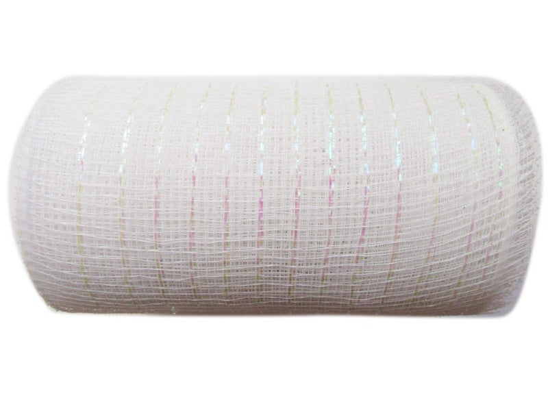 6 inch x 30 feet10 YardsYYCRAFT Metallic Poly Mesh RibbonWhite