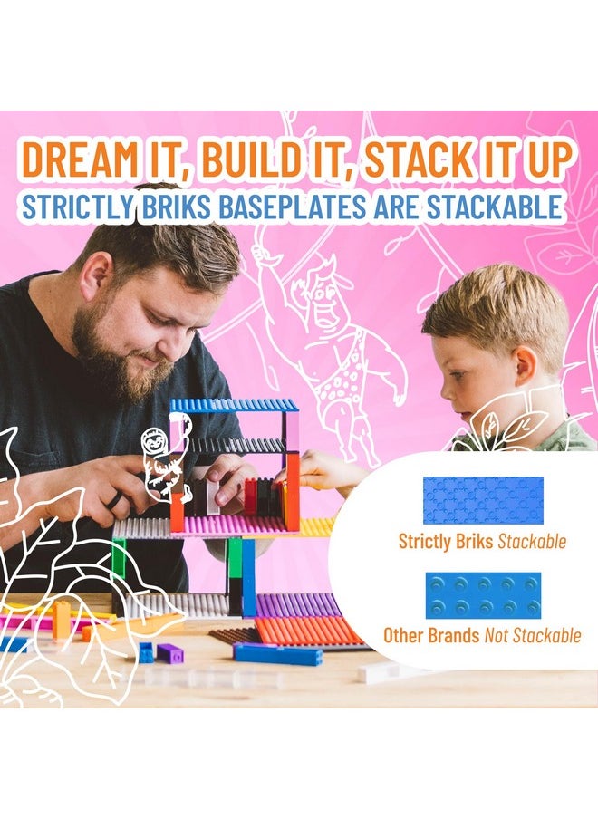 Strictly Briks Strictly Briks Compatible with Lego Duplo 12 Pack Large Building Blocks Baseplates, Big Bricks Stackable Plates 7.5 x 3.75 in for Toddlers & Kids, Bigger Size Bricks, Basic Color, Stackable Baseplates  - Image 5