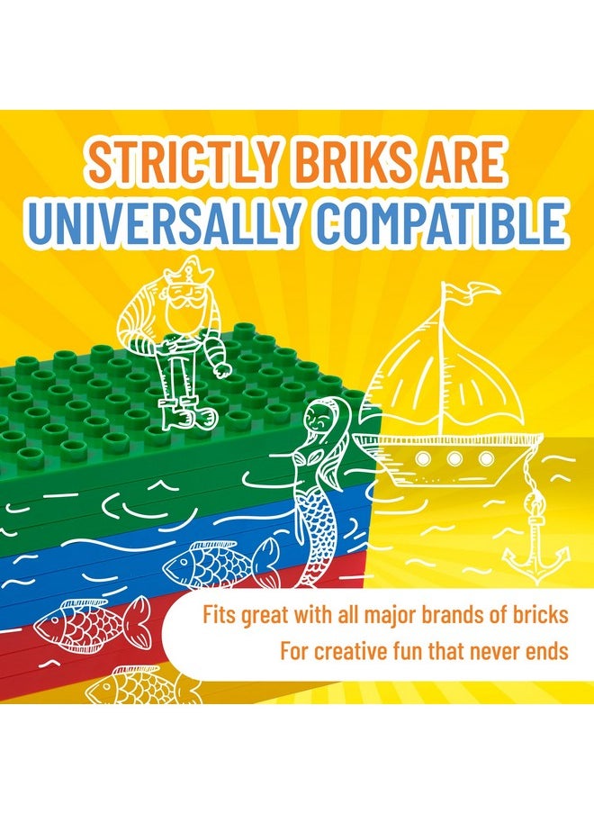 Strictly Briks Strictly Briks Compatible with Lego Duplo 12 Pack Large Building Blocks Baseplates, Big Bricks Stackable Plates 7.5 x 3.75 in for Toddlers & Kids, Bigger Size Bricks, Basic Color, Stackable Baseplates  - Image 4