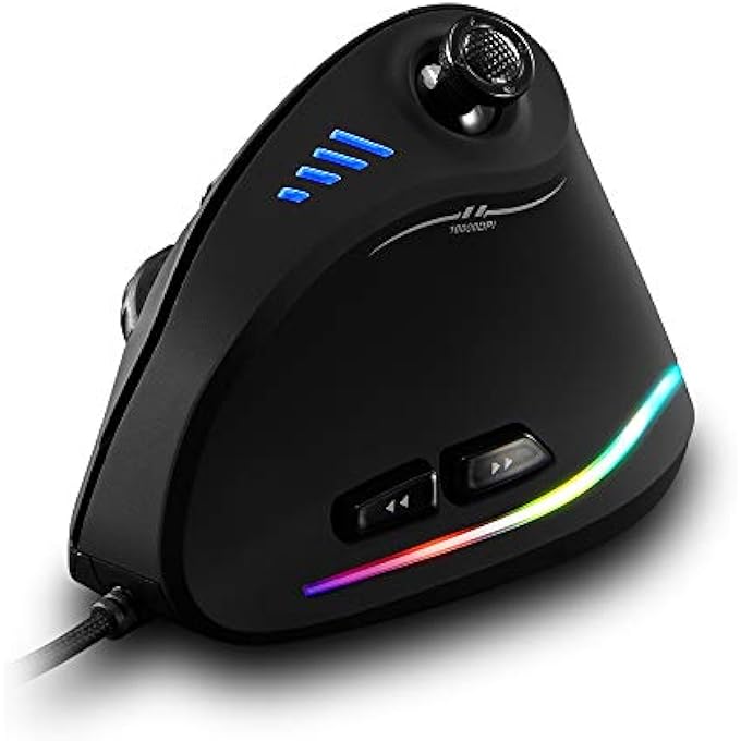ZELOTES ERGONOMIC GAMING MOUSE WITH JOYSTICK,10000 DPI(6-LEVEL ADJUSTABLE),11 PROGRAMMABLE BUTTONS,RGB LIGHTING, USB OPTICAL WIRED VERTICAL MOUSE FOR OFFICE/GAMING/LAPTOP/PC (BLACK) - Image 1