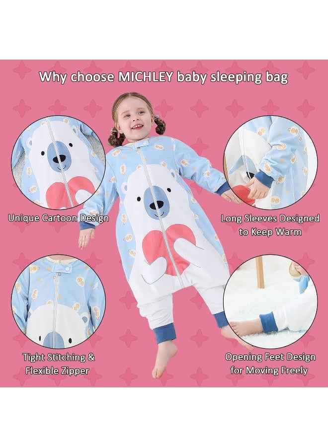 MICHLEY Baby Sleeping Bag Sack Long Sleeve with Feet Winter Swaddle Wearable Blanket for Boys Girls - Image 2