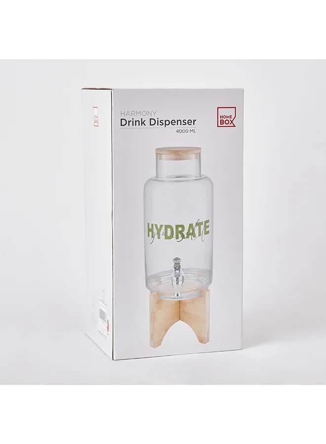 Home Box Harmony Glass beverage Dispenser with Stand - 4000 ml