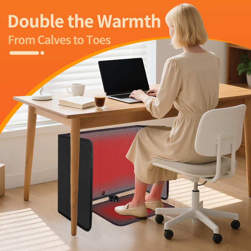 SoliSnug Under Desk Heater Foldable, Quiet Space Heater for Office with Timer, 8 Temp Levels, Auto Shut Off, Energy Efficient, Portable Foot Warmer - Image 2