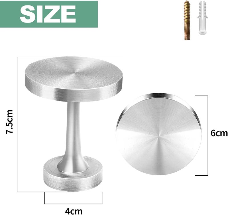 KOLAKO 4 PCS Curtain Holdbacks, Silver Curtain Tie Back Hooks, Metal Wall Mounted Modern Decorative Tiebacks Hanger Round Medallion Drapery Small Curtain Hold Backs Pair - Image 2