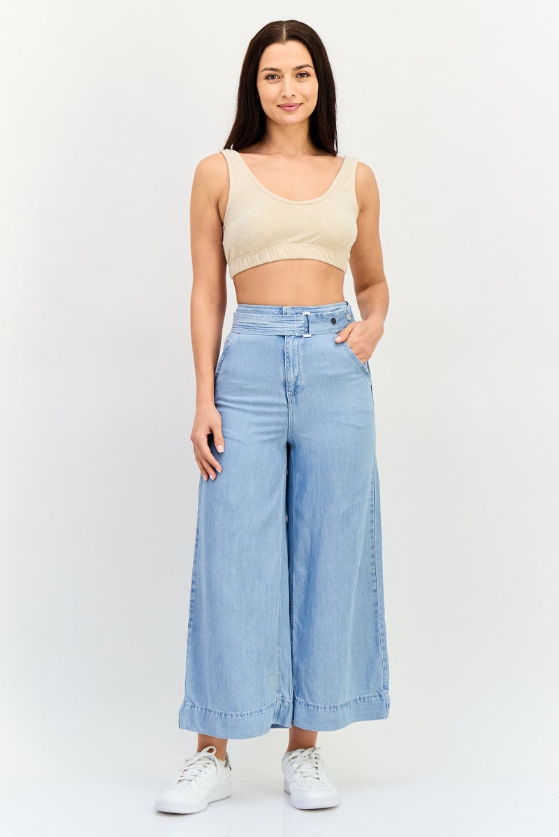 VERO MODA جينز نسائي واسع بحزام وقصة عادية، أزرق فاتح - Image 2