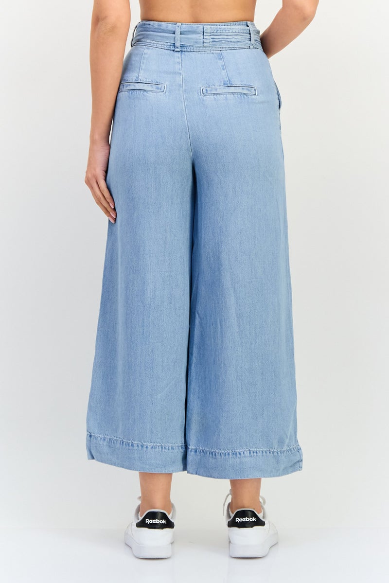 VERO MODA جينز نسائي واسع بحزام وقصة عادية، أزرق فاتح - Image 4