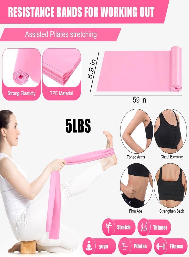 Silipull 10 Pcs Pilates Ring Blocks Set for Women Home Yoga Equipment Accessories Pilates Ring Circle and Ball Workouts Gift Include Ball Yoga Circle Resistance Bands Block Straps Gym Bag(Pink) - Image 4