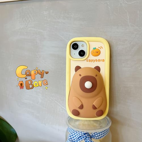 QoKcoahn Case Compatible with iPhone 11,Cute 3D Kawaii Funny Cartoon Capybara Blowing Bubbles Cover for Women Girls Soft Silicone Gel Drop Protector - Image 5