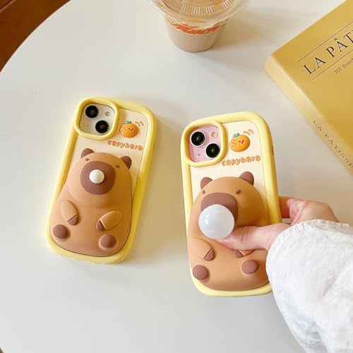 QoKcoahn Case Compatible with iPhone 11,Cute 3D Kawaii Funny Cartoon Capybara Blowing Bubbles Cover for Women Girls Soft Silicone Gel Drop Protector - Image 4