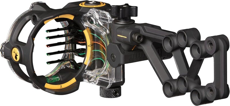 Trophy Ridge React H5 Bow Sight - 5 Pin Sight, Tool Less Windage and Elevation Adustability, 2nd Axis Leveling, Adjustable Click Light - Image 1
