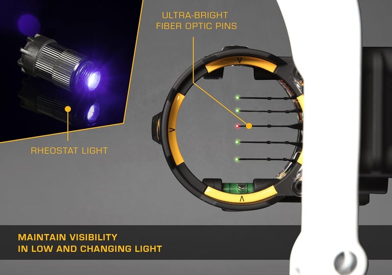 Trophy Ridge React H5 Bow Sight - 5 Pin Sight, Tool Less Windage and Elevation Adustability, 2nd Axis Leveling, Adjustable Click Light - Image 5
