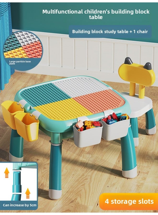 متوافقة مع طاولة مكعبات بناء ليغو فيلي، ألعاب مجمعة متعددة الوظائف للأطفال الأولاد يتعلمون جزيئات كبيرة لون الطفل: طاولة مكعبات بناء قابلة للتعديل + كرسي واحد - Image 1