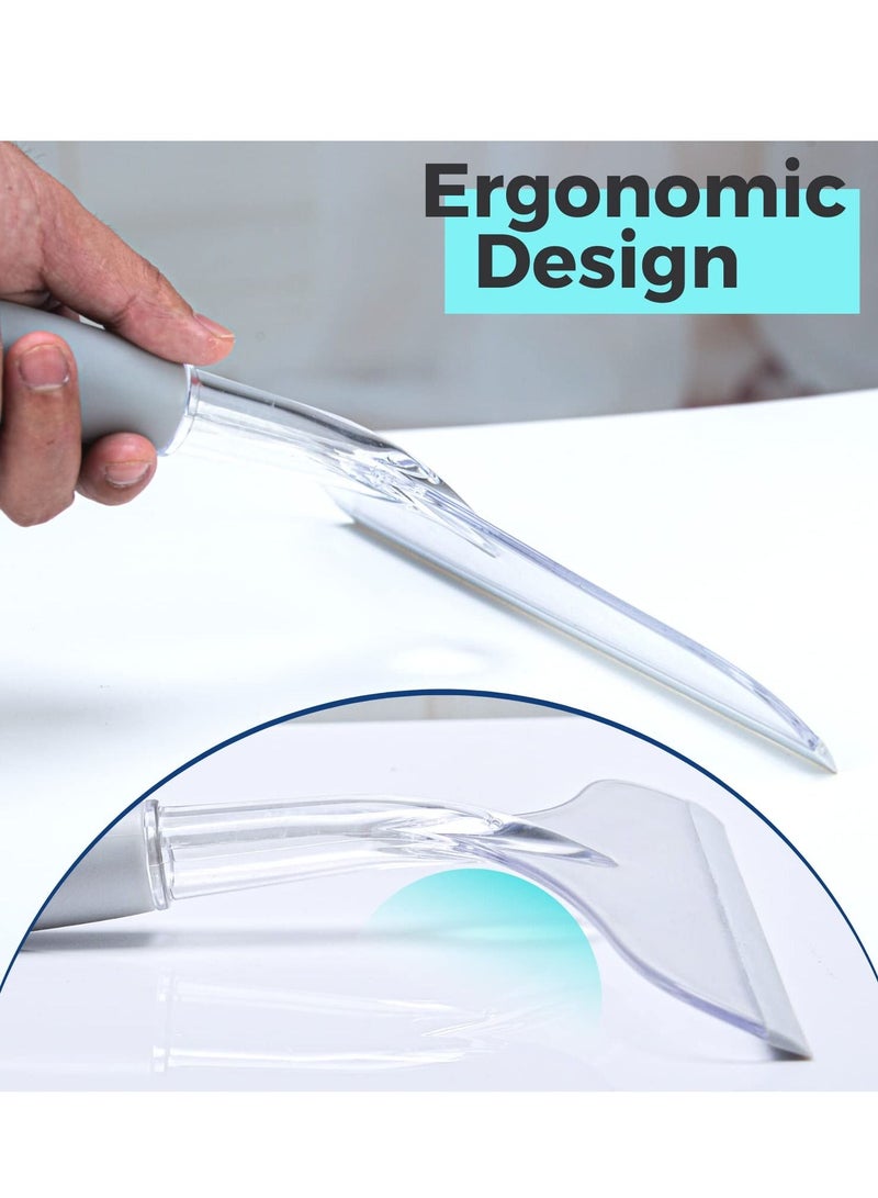 SYOSI 2 عبوة مكاشط دش لأبواب زجاجية، مكاشط مطاطية للبلاط والمرايا في الحمام، زجاج السيارات، مجموعات تنظيف النوافذ بما في ذلك الخطافات - Image 3