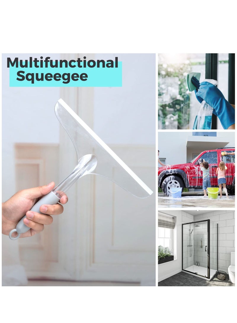 SYOSI 2 عبوة مكاشط دش لأبواب زجاجية، مكاشط مطاطية للبلاط والمرايا في الحمام، زجاج السيارات، مجموعات تنظيف النوافذ بما في ذلك الخطافات - Image 2