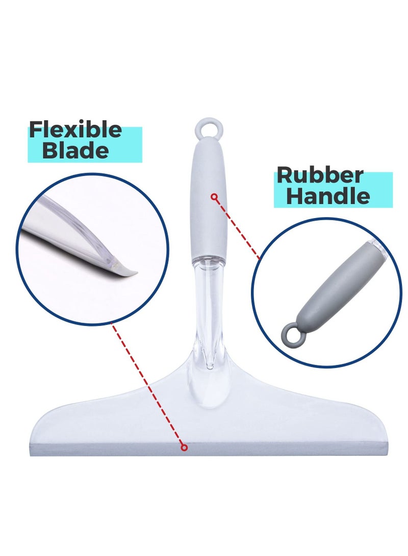 SYOSI 2 عبوة مكاشط دش لأبواب زجاجية، مكاشط مطاطية للبلاط والمرايا في الحمام، زجاج السيارات، مجموعات تنظيف النوافذ بما في ذلك الخطافات - Image 4