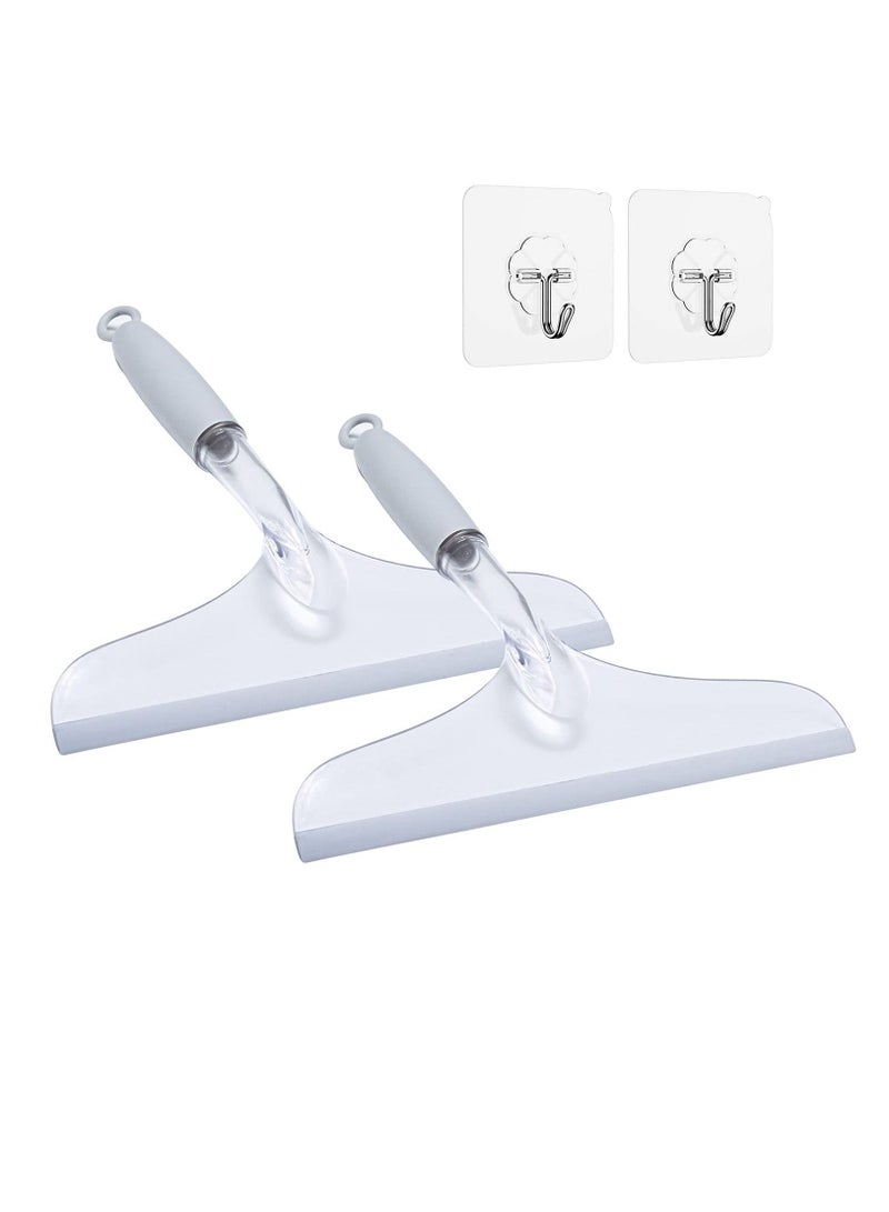 SYOSI 2 عبوة مكاشط دش لأبواب زجاجية، مكاشط مطاطية للبلاط والمرايا في الحمام، زجاج السيارات، مجموعات تنظيف النوافذ بما في ذلك الخطافات - Image 1