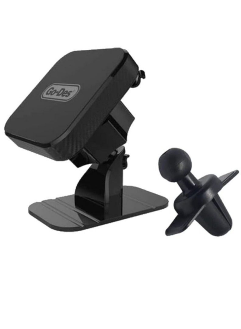 GO-Des GD-HD635 2in1 Magnetic Car Phone Holder Mount - 360 Degree Adjustable Head Dashboard and Air Vent Mount, Universal with All Devices (Type C) - Image 1
