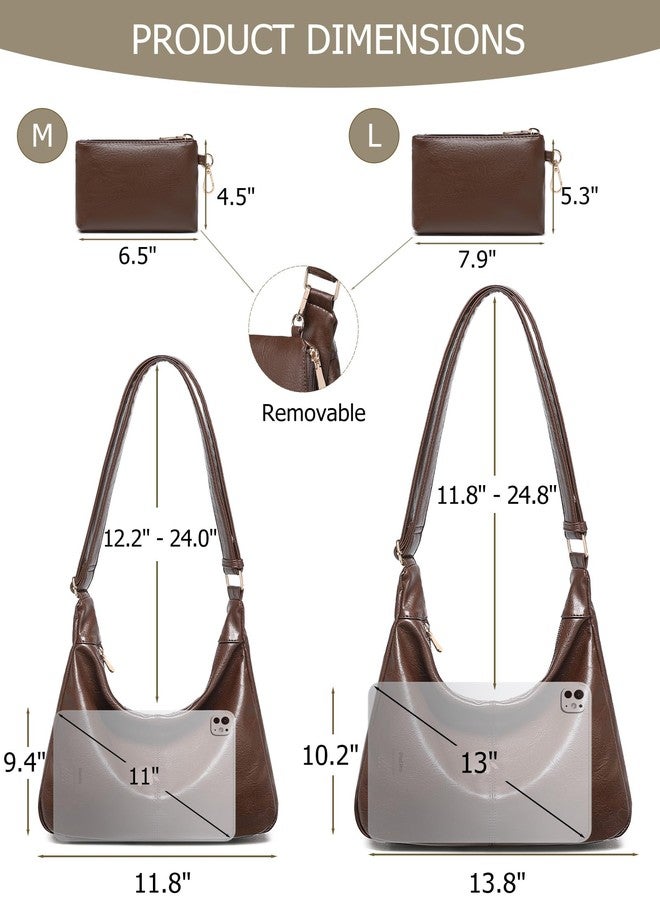 BAVERGE Hobo Bag for Women with Mini Purse Soft Vegan Leather Slouchy Shoulder Crossbody Handbag 2025 Fall Tote, Black, Medium, Solid - Image 2