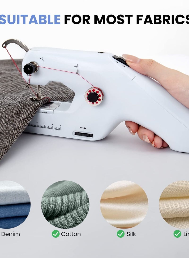 Handheld Sewing Machine, Portable Mini Machine Electric Stitch Tool, with Accessories, Suitable for Clothing, Curtains, Denim, Leather(White) - Image 2