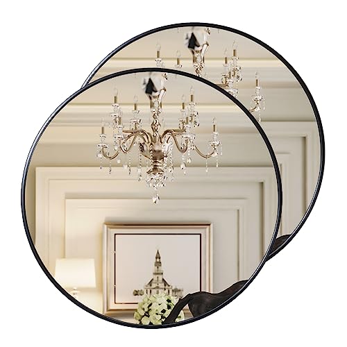 Growsun Black Round Mirror 20 inch Circle Mirror for Bathroom Vanity Bedroom Home Decor