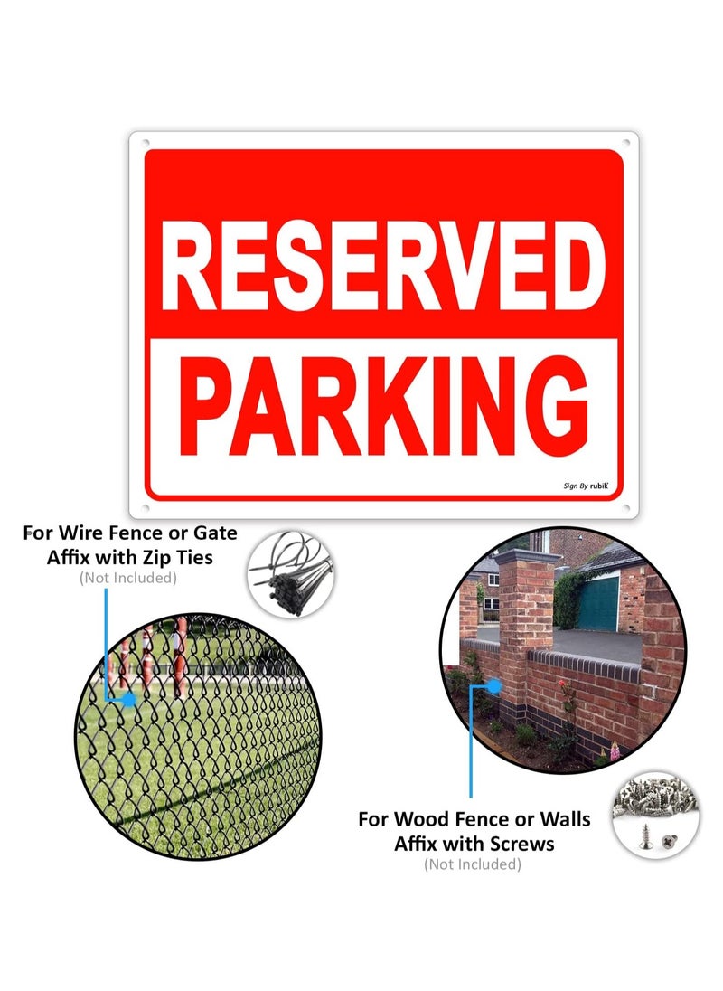 Rubik Reserved Parking Sign 20x15cm, UV Protected Weather Resistant Reflective Plastic Sign (1pc, Red/White)  - Image 2