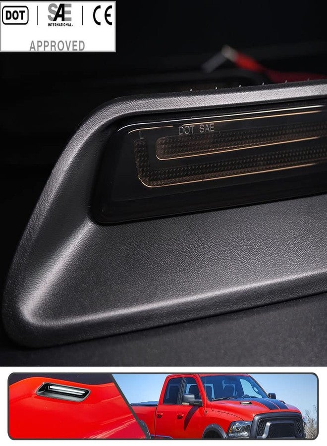 Mingrui test 2Pcs White&Amber LED Hood Scoop Light for 2010-2018 Ram 1500 Sport Hood Air Flow Vent Grille Lamp with DRL Turn Signal Lights Functions Smoked Lens - Image 4