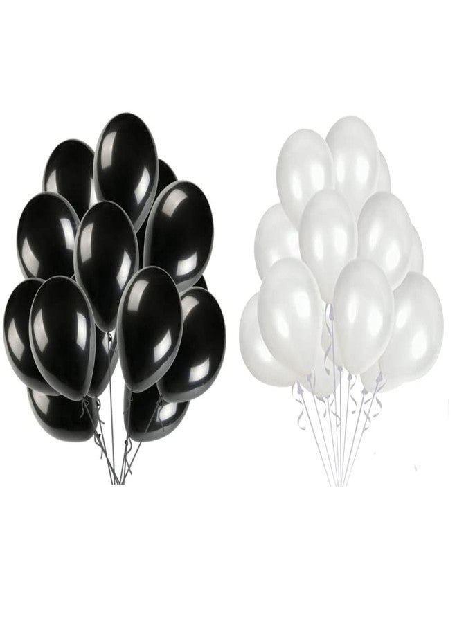 Vail Creations MADE IN INDIA 10inch Metallic Balloons for Birthday Decoration/Anniversary Party Decoration (White,Black, Pack of 50)