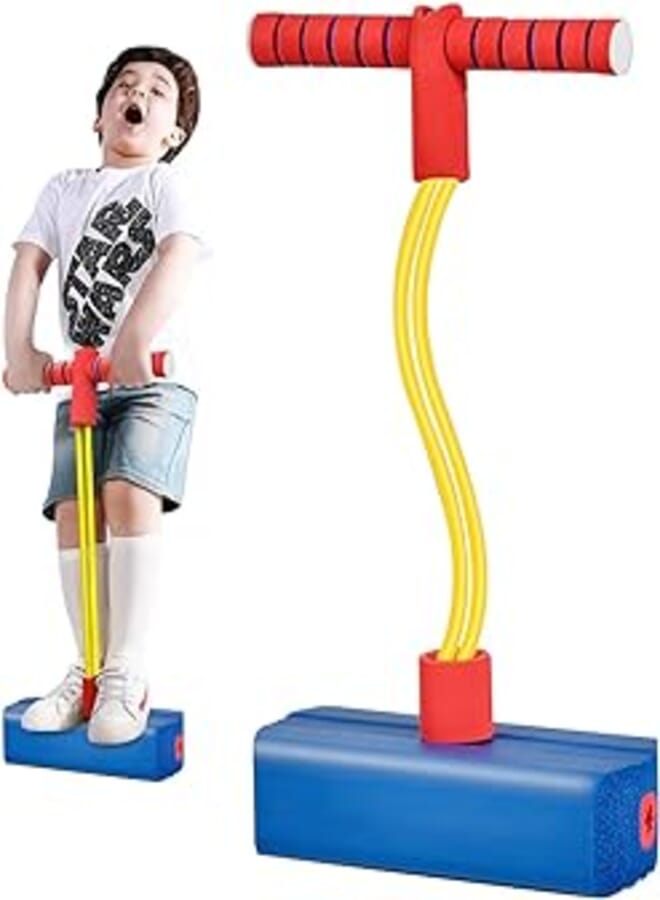 IBAMA Foam Pogo Jumper for Kids, Toddler Training Pogo Sticks with Squeaky Sounds, Bouncy Toy for Boys and Girls, 250 Pound Capacity (blue)