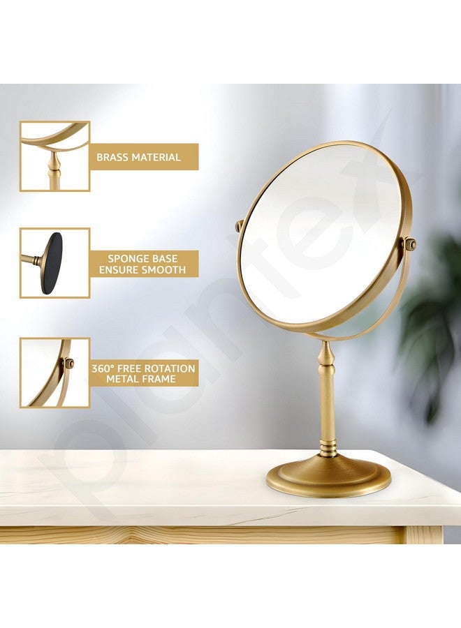Plantex Premium Brass Magnifying Mirror/Dual Side Makeup Mirror with Stand/Shaving Mirror for Bathroom with 5x/1x Magnification (8 Inch-Brass Antique/Tabletop) - Image 4