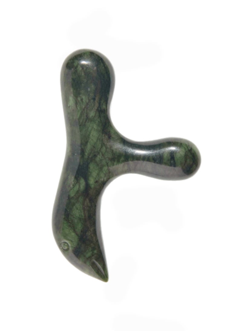 Generic Natural Jade Triangle Bird Foot Massager Universal Acupuncture Stick Meridian Massage Scraping Device Foot Therapy Cone (Green Phoenix Jade)  - Image 1